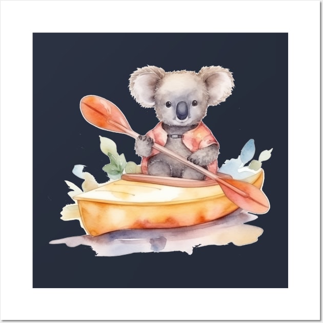 kayaking koala Wall Art by Tees of Joy